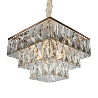 Люстра подвесная хрустальная Arenella OML-72603-08 Omnilux прозрачная на 8 ламп, основание золотое в стиле классический Люстра подвесная хрустальная Arenella OML-72603-08 Omnilux прозрачная на 8 ламп, основание золотое в стиле классический